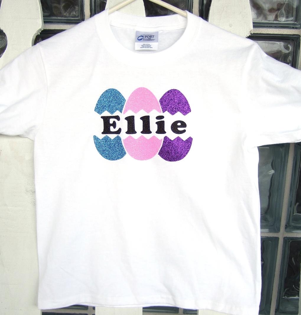 Glitter Easter egg tee with name
