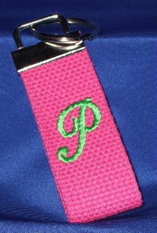 Personalized pink woven key chain